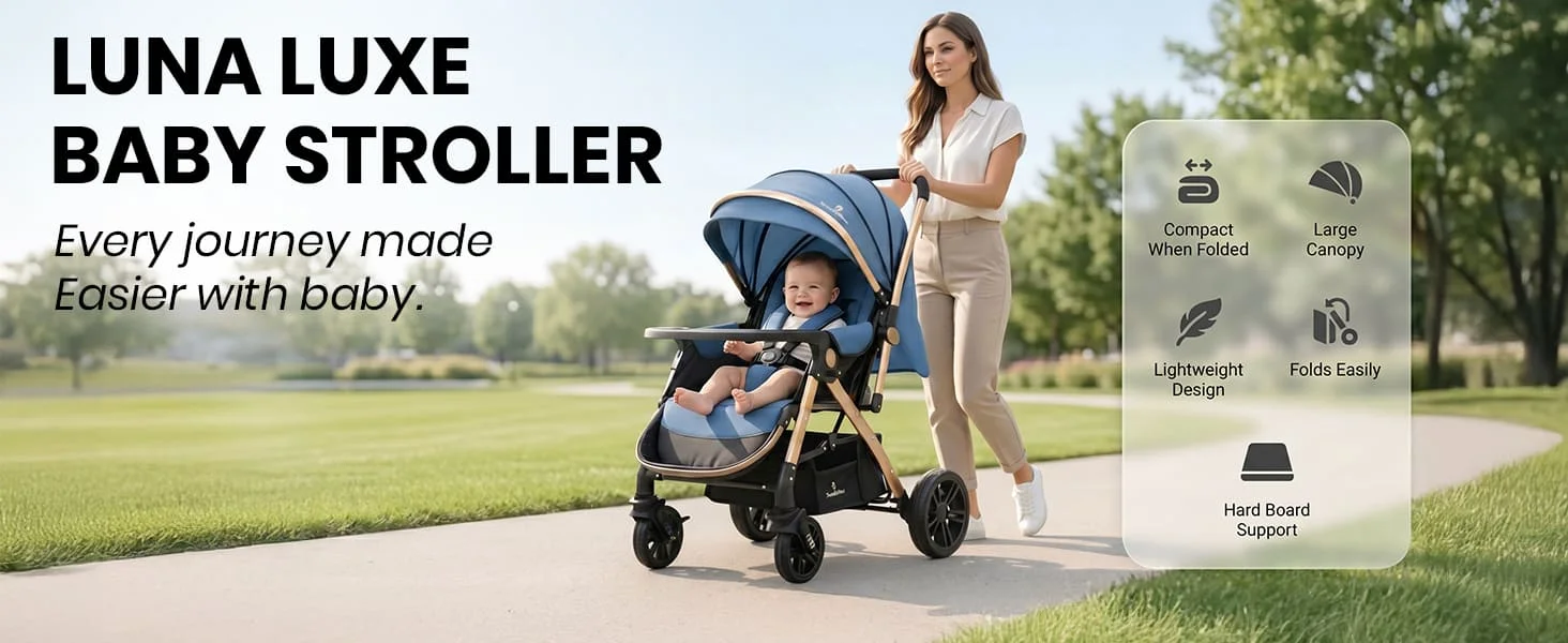 Luna Luxe Baby Stroller – Convertible Stroller Pram