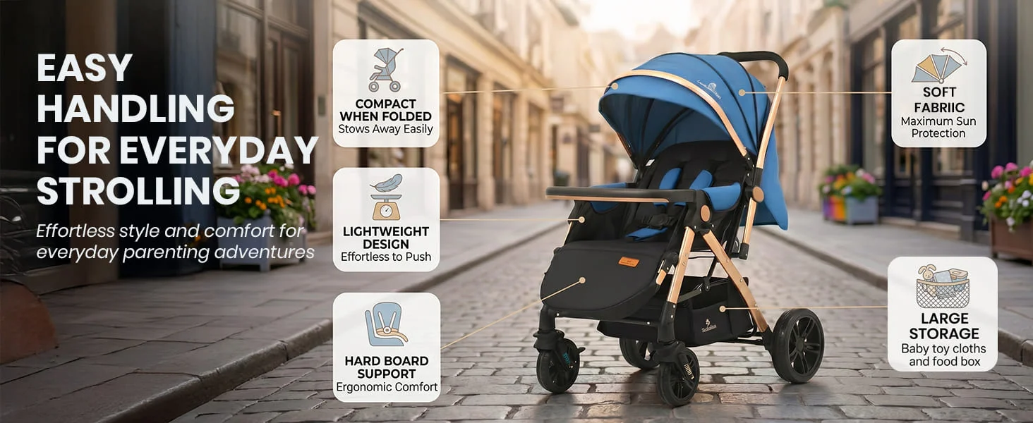 Luna Luxe Baby Stroller – Convertible Stroller Pram