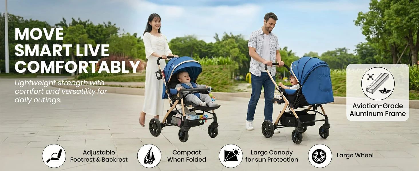 Luna Luxe Baby Stroller – Convertible Stroller Pram