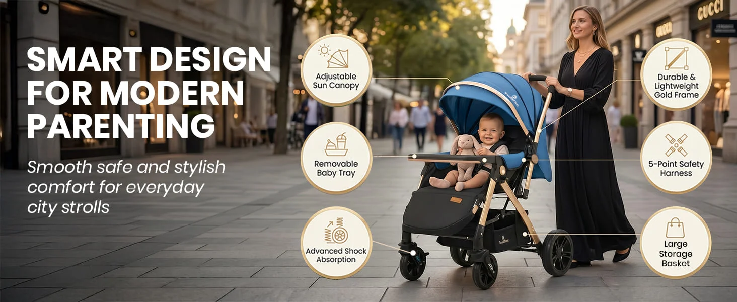 Luna Luxe Baby Stroller – Convertible Stroller Pram