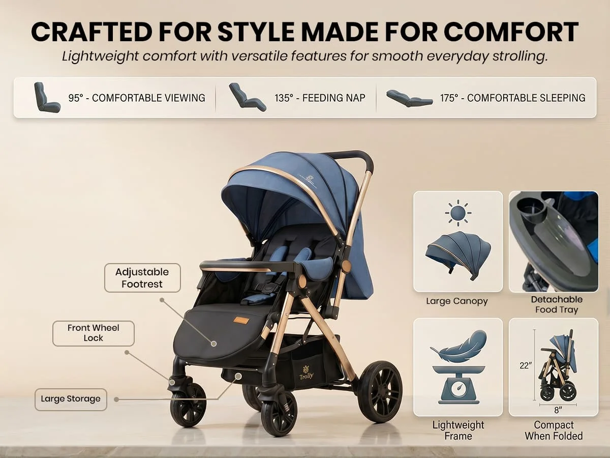 Luna Luxe Baby Stroller – Convertible Stroller Pram