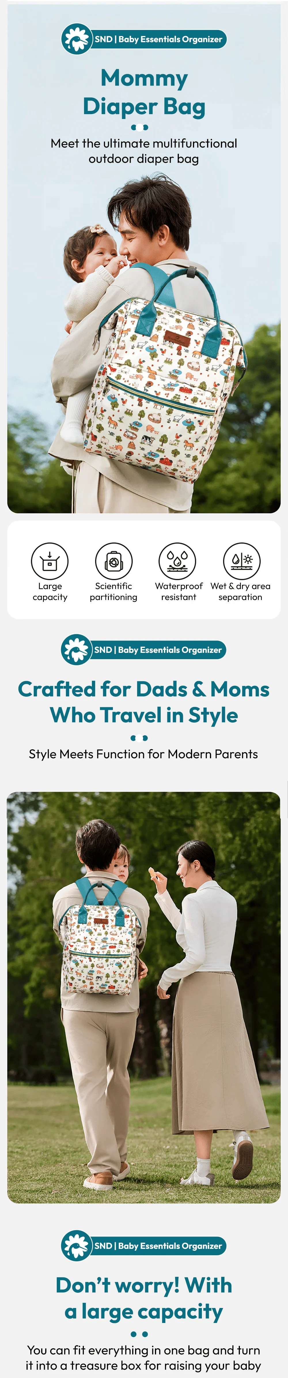 Baby diaper bag for travel