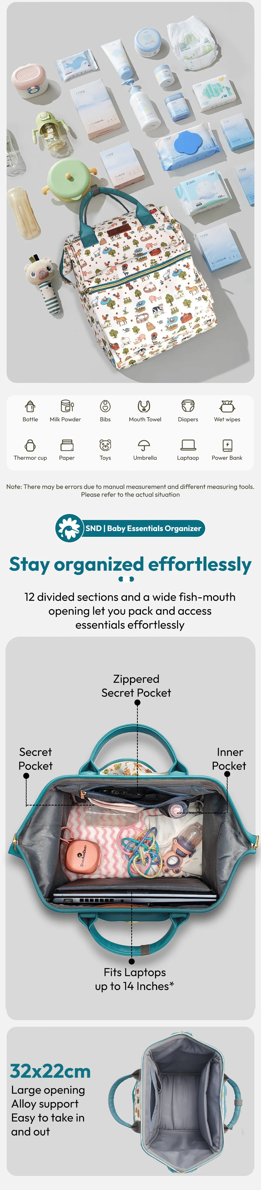 Baby diaper bag for travel