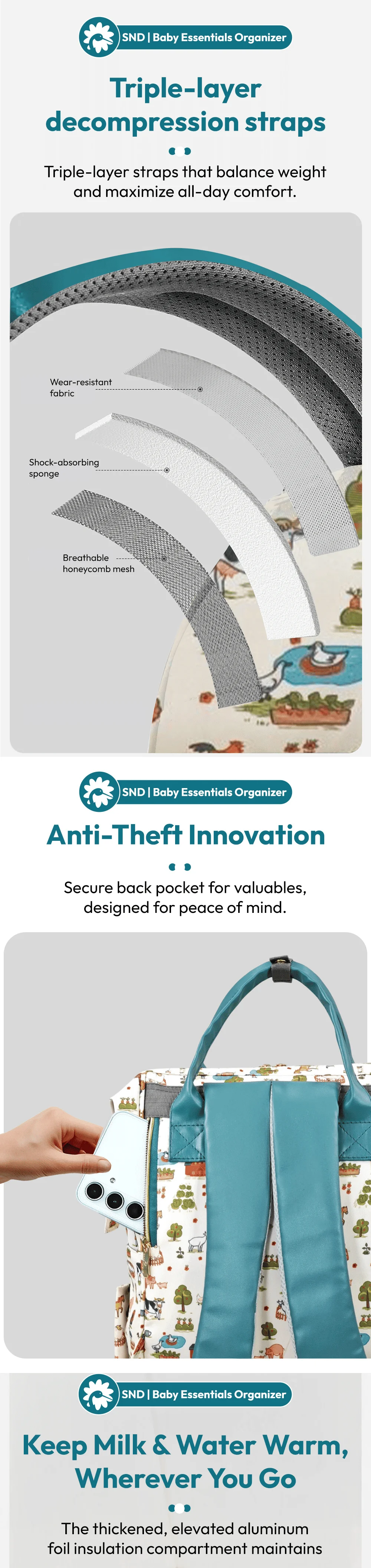 Baby diaper bag for travel