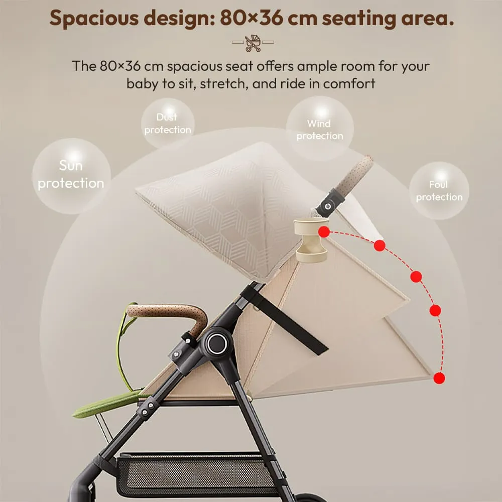 newnest-baby-stroller-green spacious design