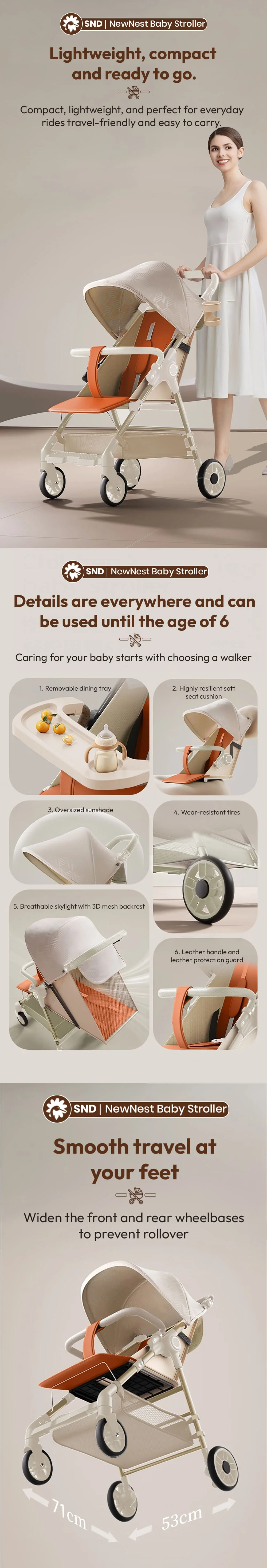 newnest baby stroller brown