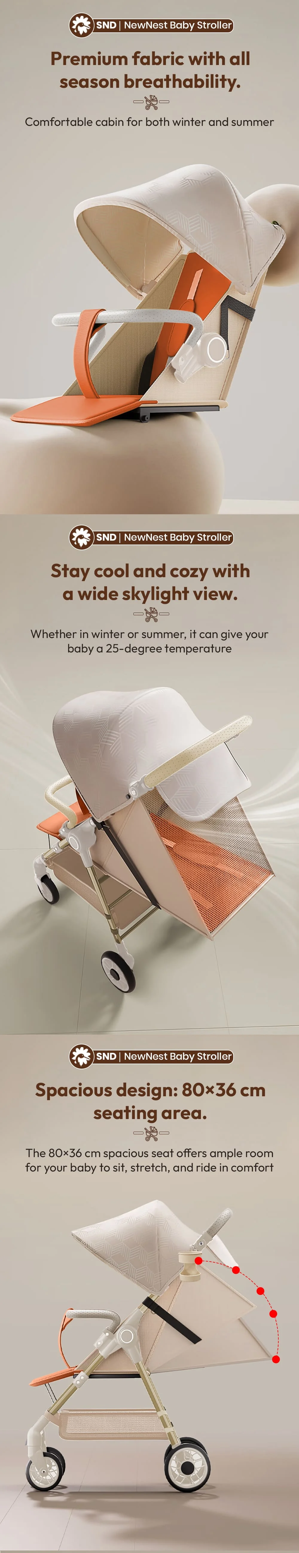 newnest baby stroller brown