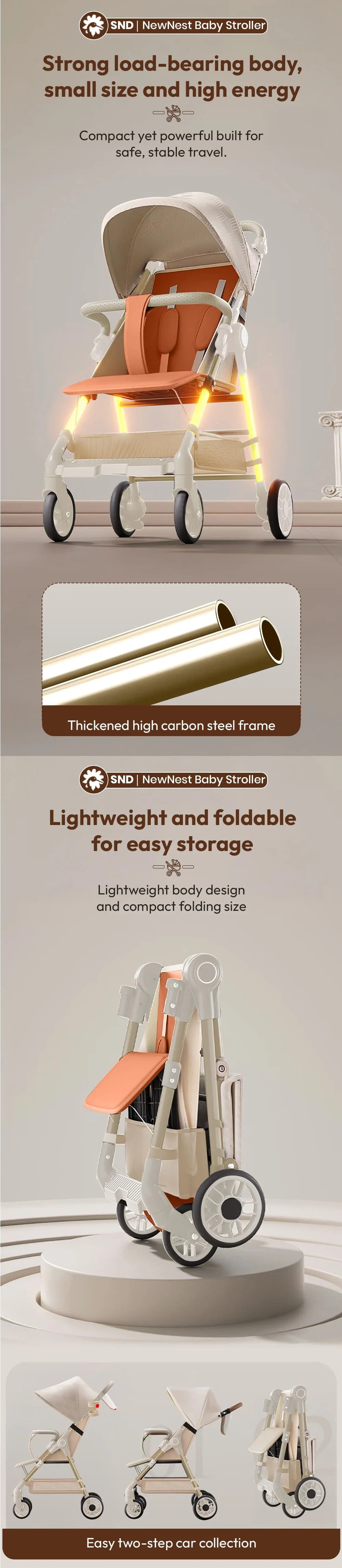 newnest baby stroller brown