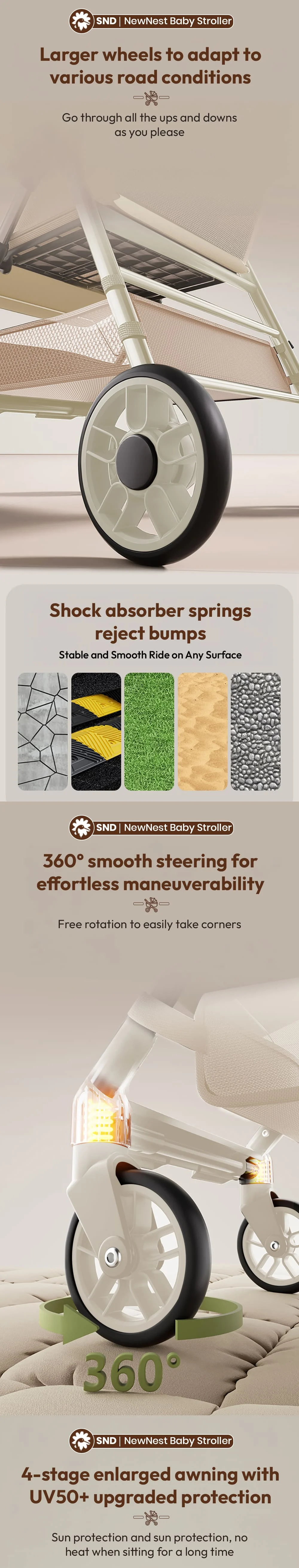 newnest baby stroller brown