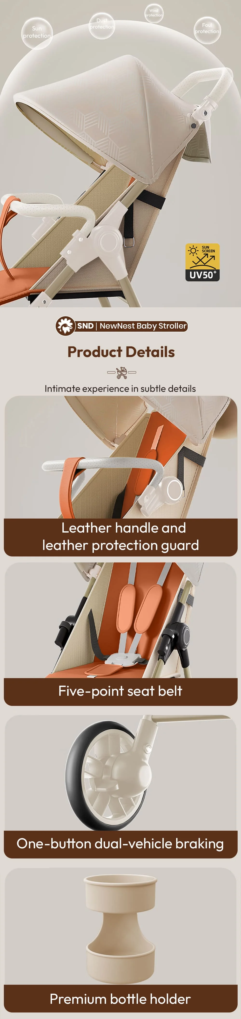 newnest baby stroller brown