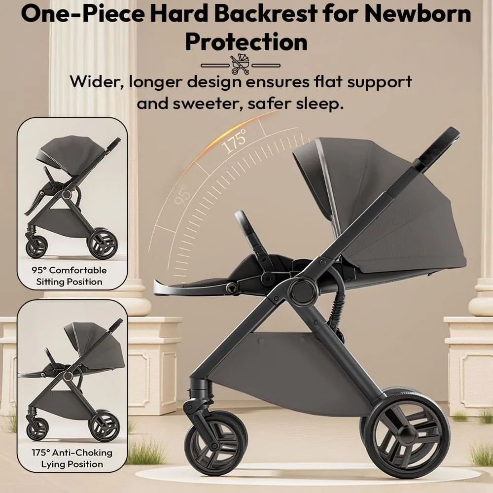 nova baby stroller grey one peice hard backrest