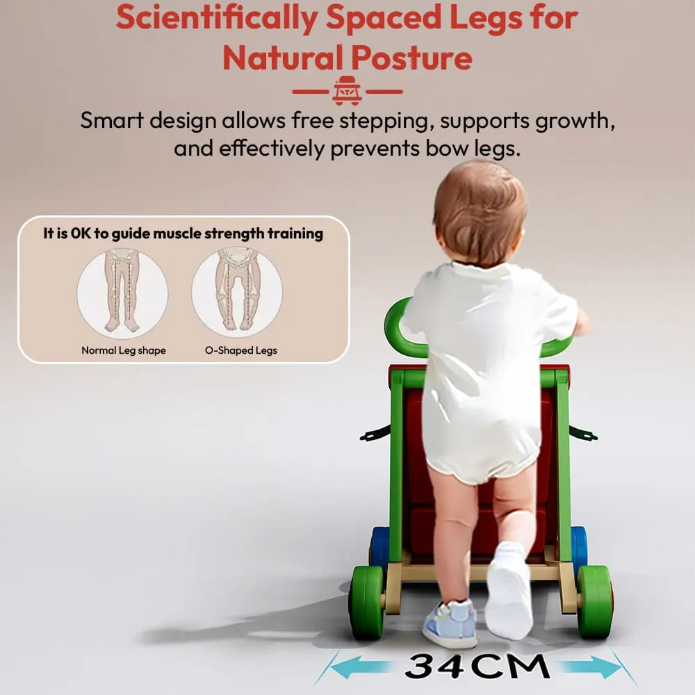 snd push walker with scientifically spaced legs for natural posture
