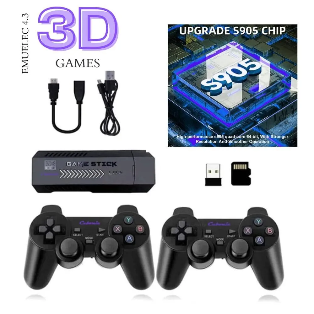 Cubonic RetroBlaze X2 Lite 4K Game Stick, Dual Wireless Controllers, 20,000+ Preloaded Retro Games, S905 Quad-Core Chip, Plug & Play HDMI, Smooth 3D Gaming