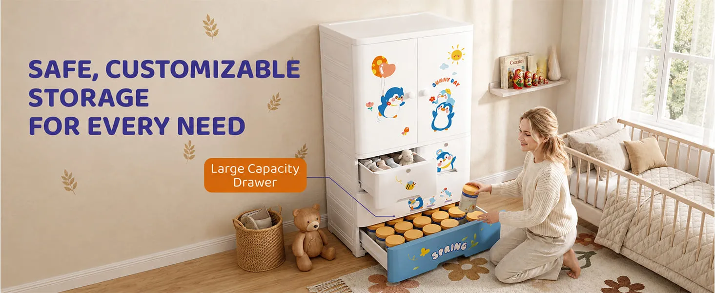 StarAndDaisy Kids Wardrobe for Children with Spacious Storage and Multi-Shelf Organizer
