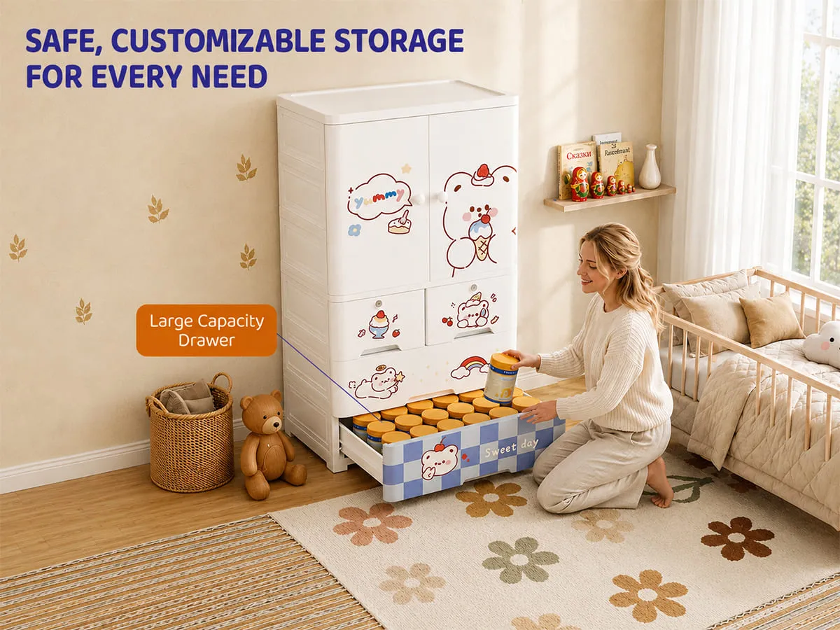 StarAndDaisy Kids Wardrobe for Children with Spacious Storage and Multi-Shelf Organizer