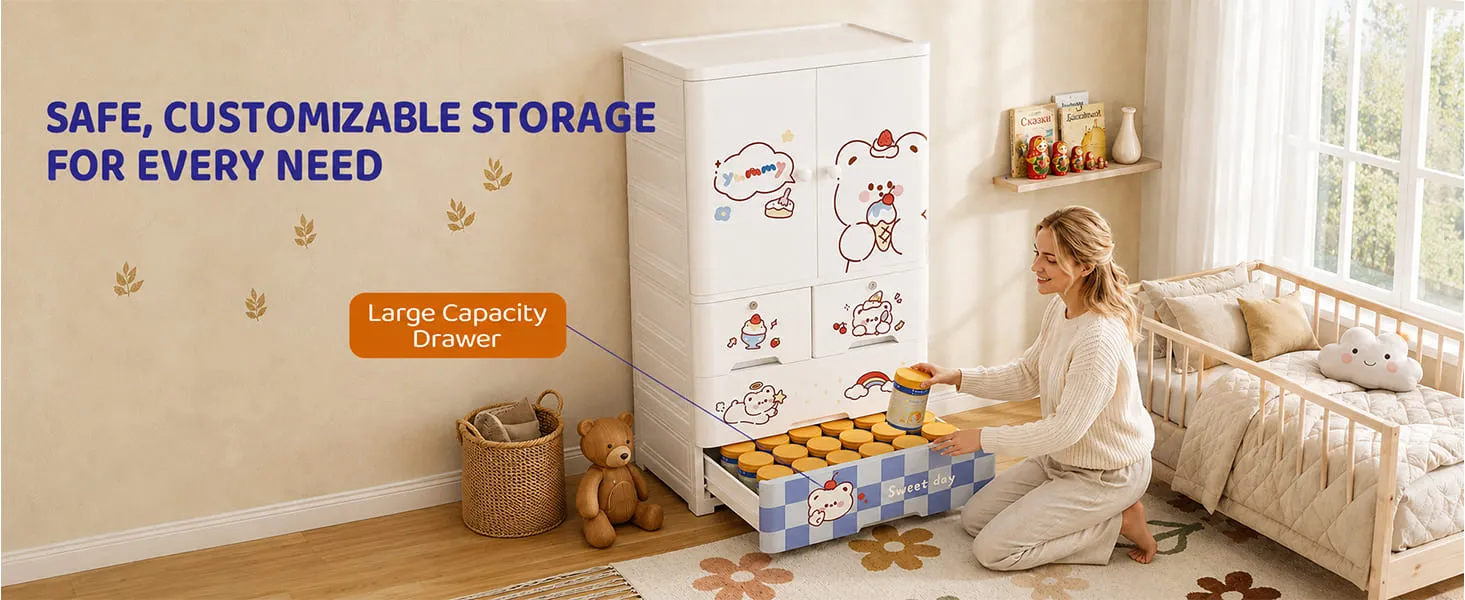 StarAndDaisy Kids Wardrobe for Children with Spacious Storage and Multi-Shelf Organizer