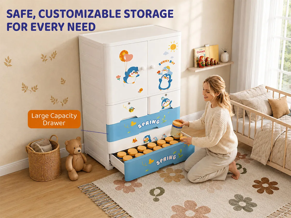 StarAndDaisy Kids Wardrobe for Children with Spacious Storage and Multi-Shelf Organizer