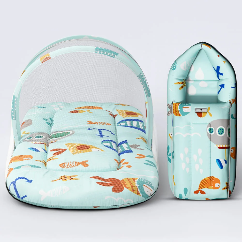 Mosquito net+Sleeping bag-Aqua Print