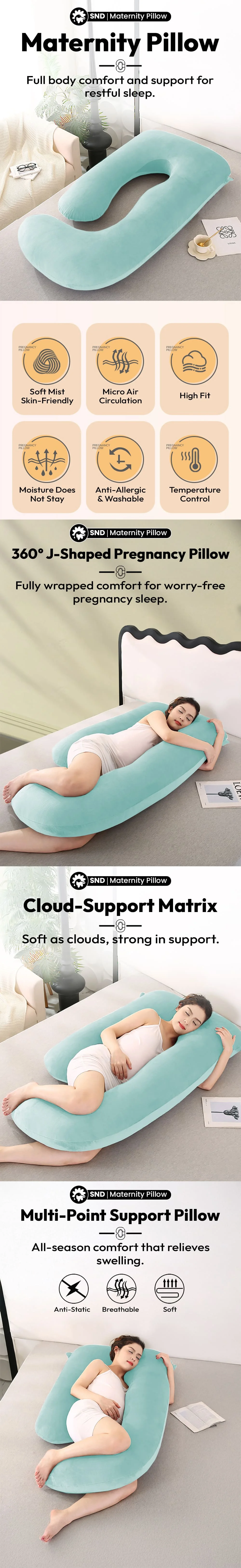 Pregnancy Pillow J Shape