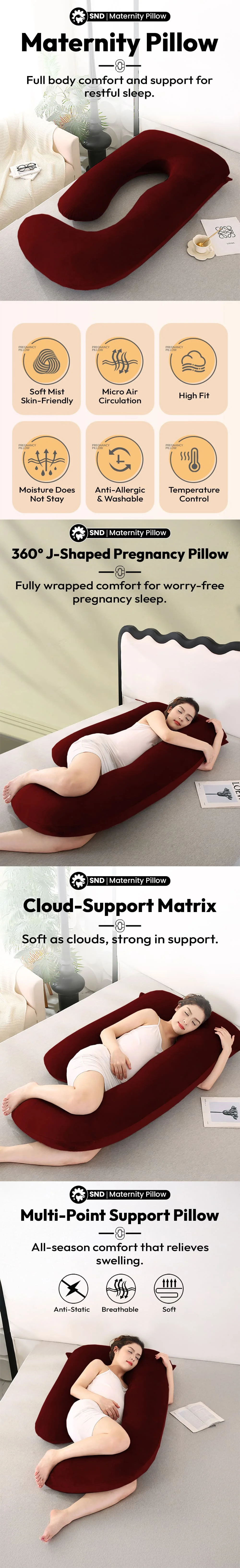 Pregnancy Pillow J Shape