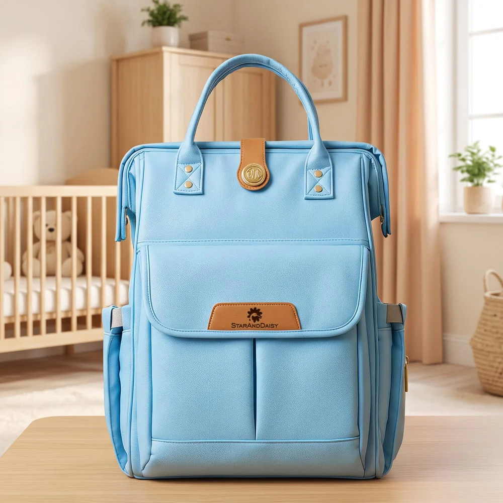 StarAndDaisy Diaper Bag Backpack, Premium Maternity Bags with USB Charging Cable & Multiple Compartments, Travel Friendly for New Mothers – Sky Blue