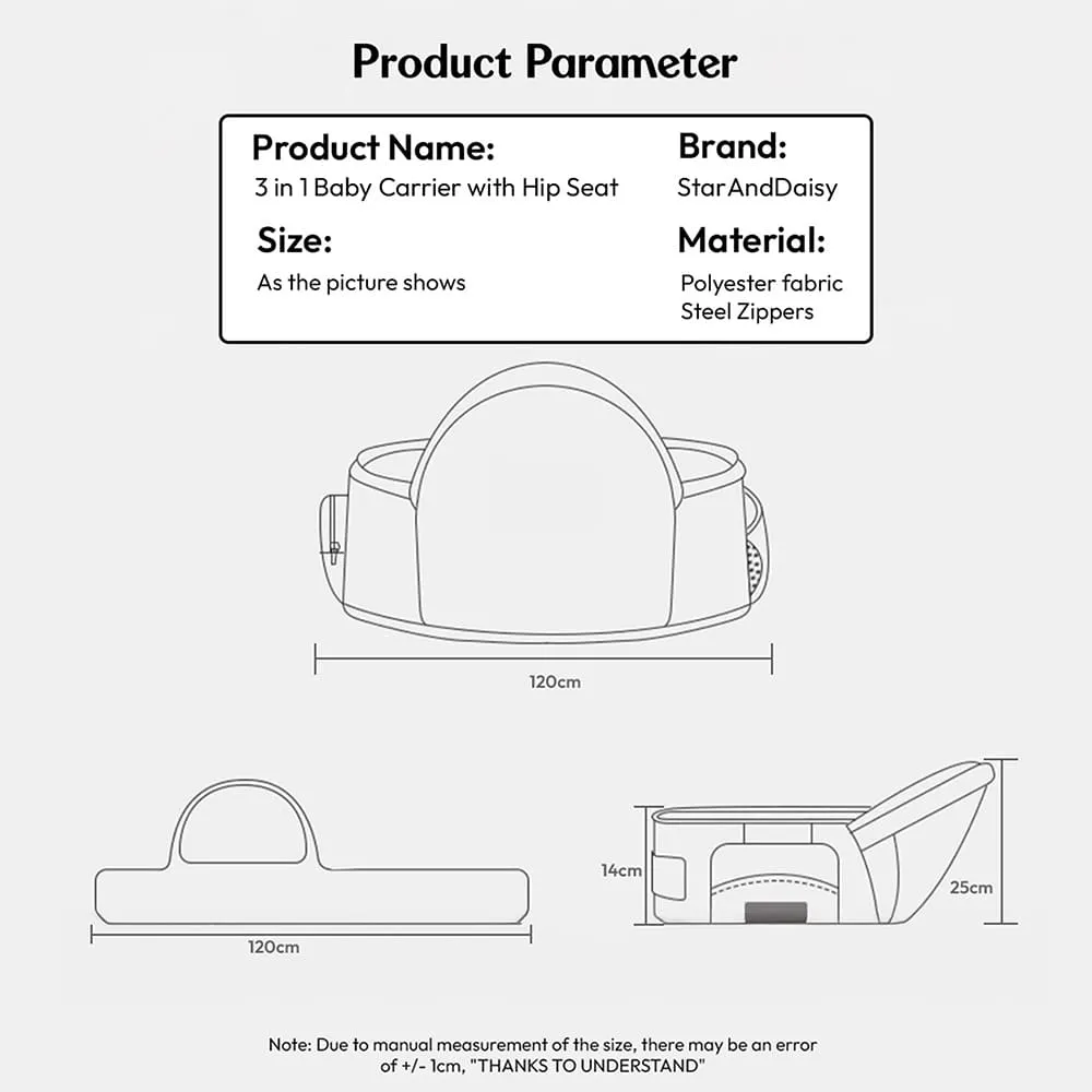 baby carrier grey dimension