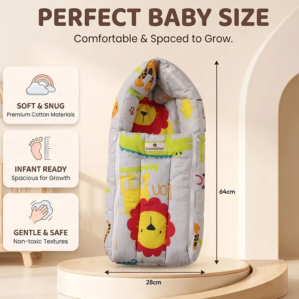 details and dimension of baby sleeping bag jungle print