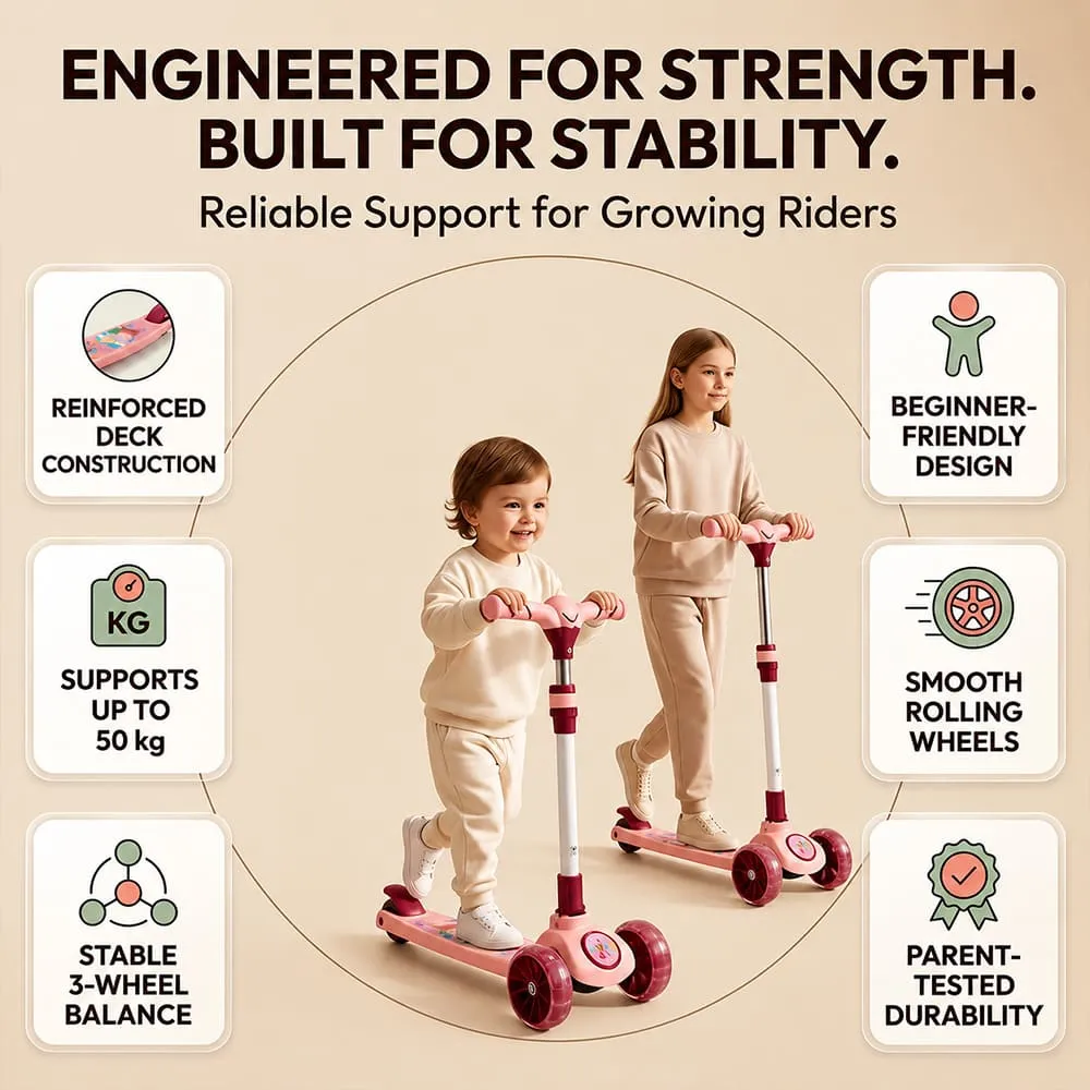 features of Peppa pig kids scooter pink