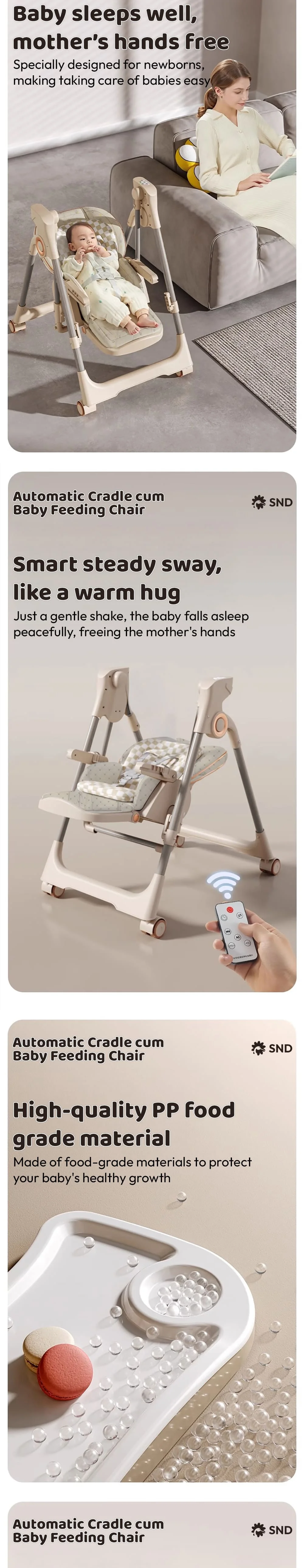 Automatic cradle cum feeding chair