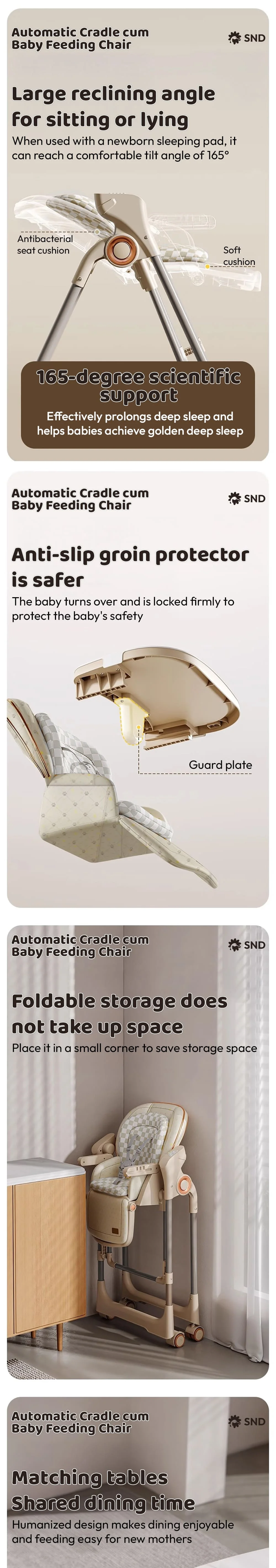 Automatic cradle cum feeding chair