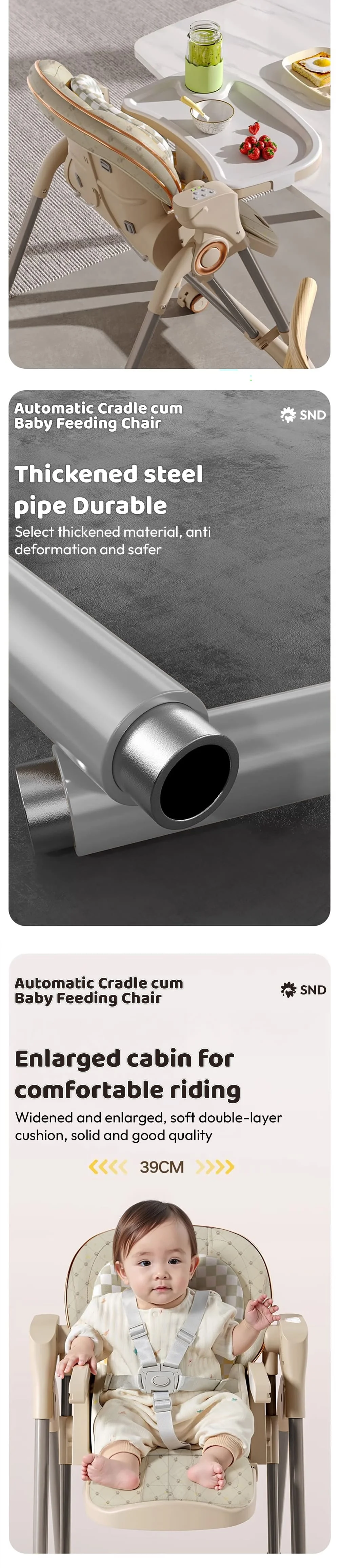 Automatic cradle cum feeding chair