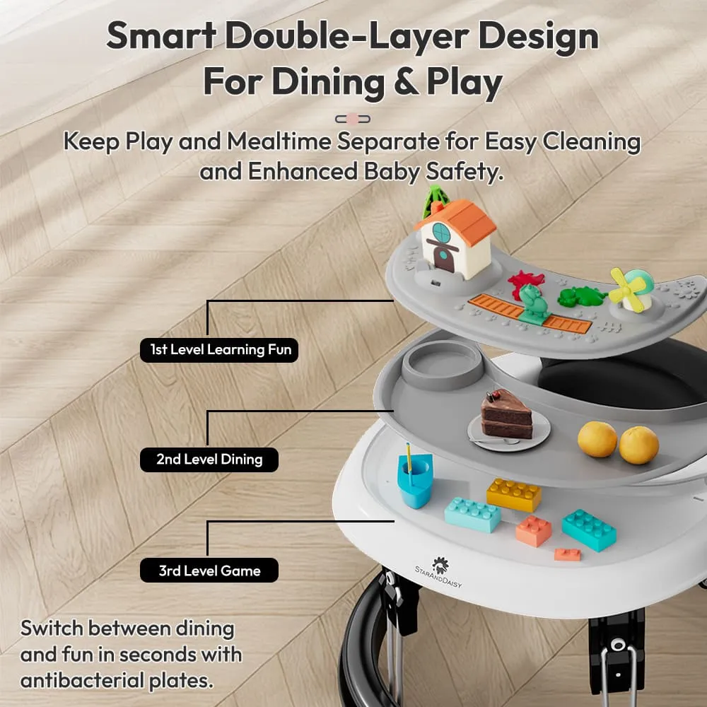 first step black baby walker smart double layer design