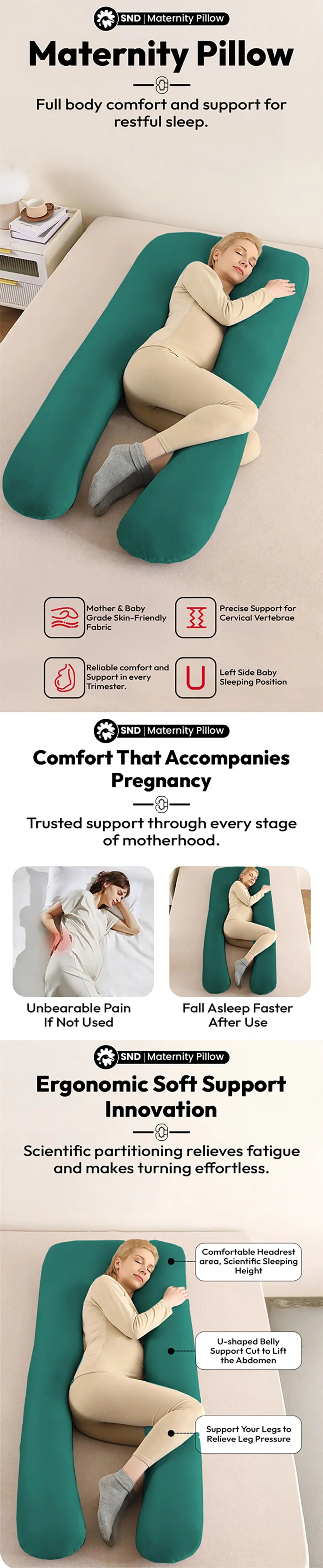 Pregnancy Pillow J Shape