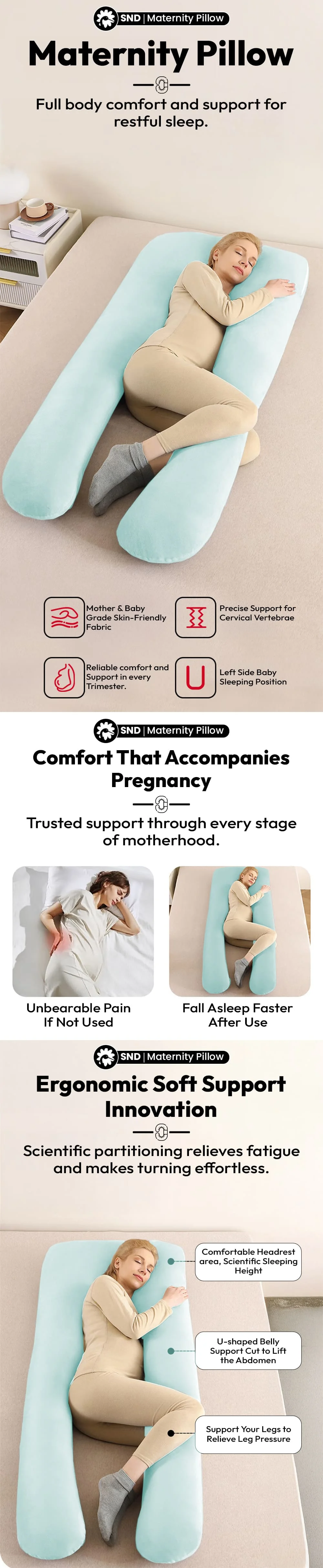 Pregnancy Pillow J Shape