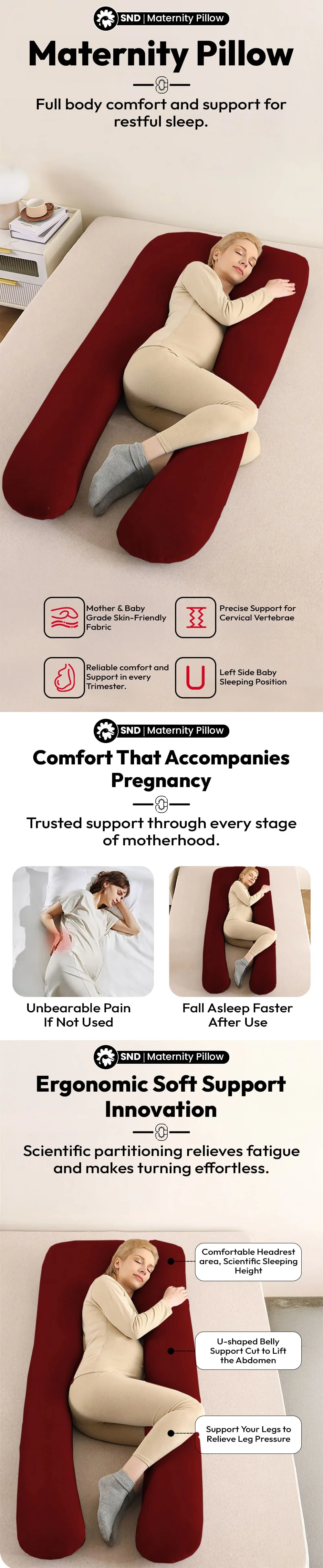 Pregnancy Pillow J Shape