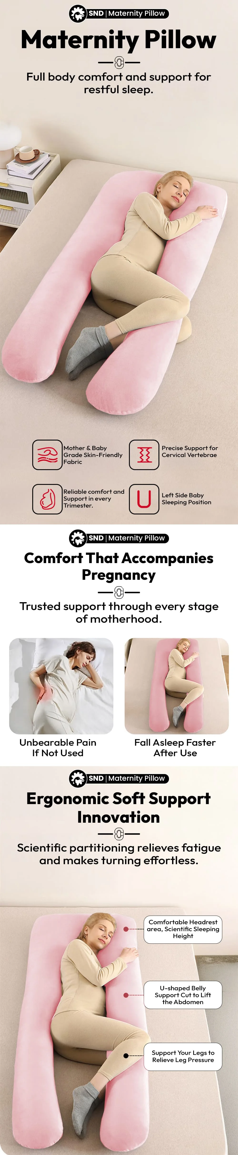 Pregnancy Pillow J Shape