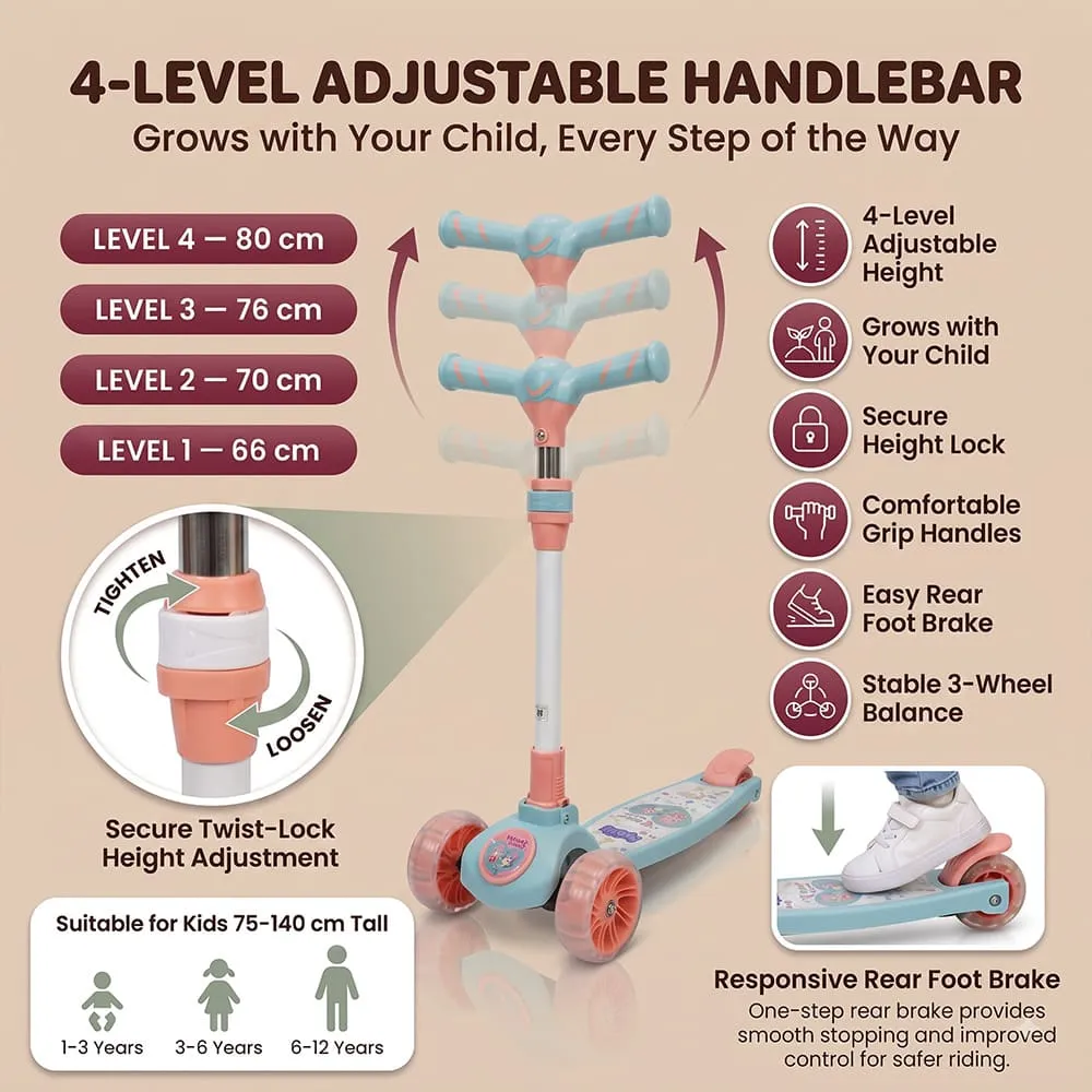 4 level height adjustment Peppa pig kids scooter blue