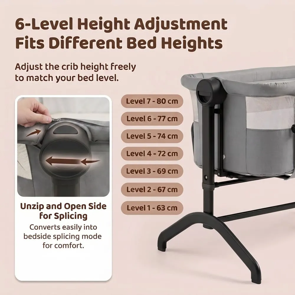 6 level height adjustment kinderkraft baby cradle grey