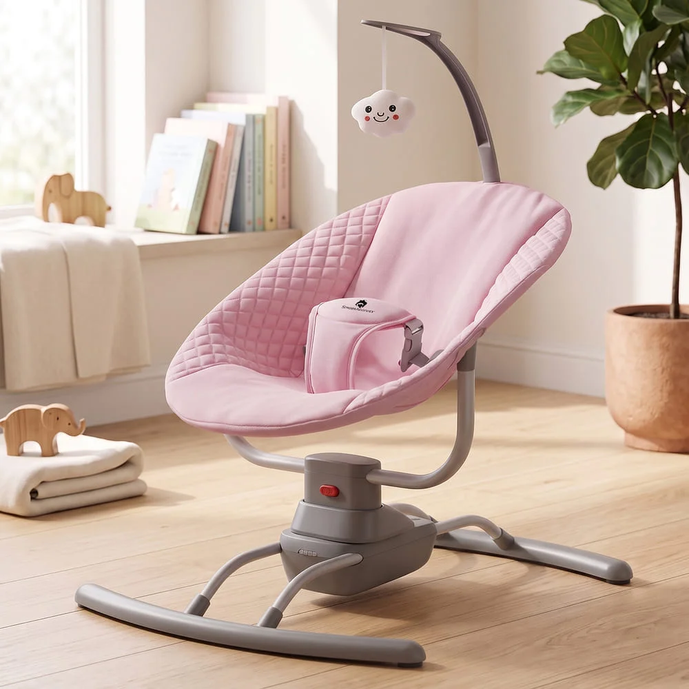 StarAndDaisy First Swing Baby Rocker Bouncer with Mosquito Net and Remote Control with 3 Swing Speeds – Pink