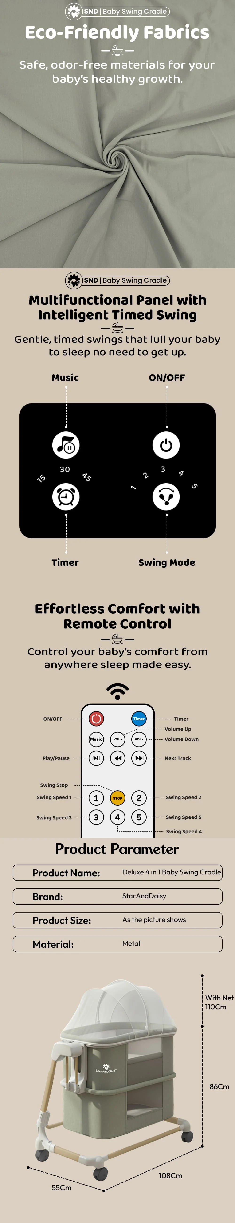 Deluxe 4 in 1 Electric Cradle 