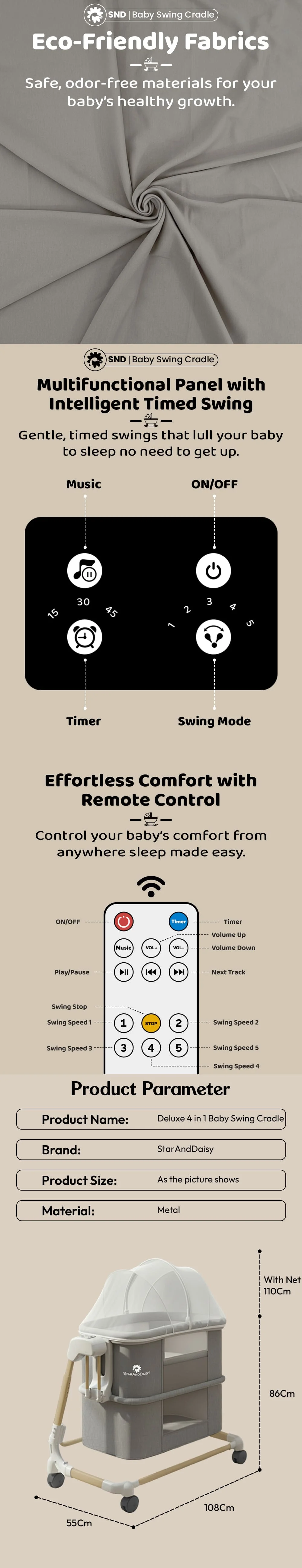 Deluxe 4 in 1 Electric Cradle 