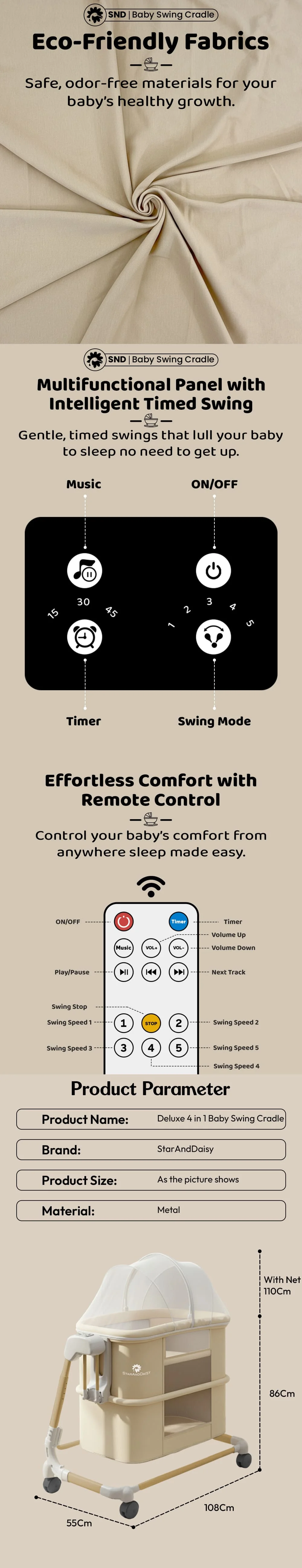 Deluxe 4 in 1 Electric Cradle 