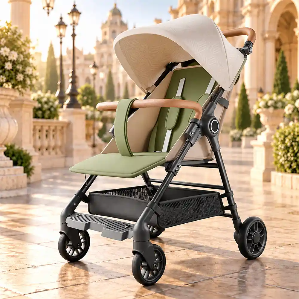 StarAndDaisy Newnest Compact Baby Stroller with Detachable Dining Tray, Stroller for Baby with Five Point Seat Belt – Green