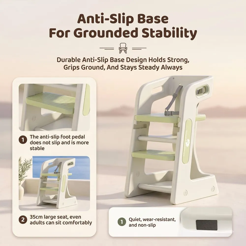 anti slip base Grownest Adjustable Dining chair green