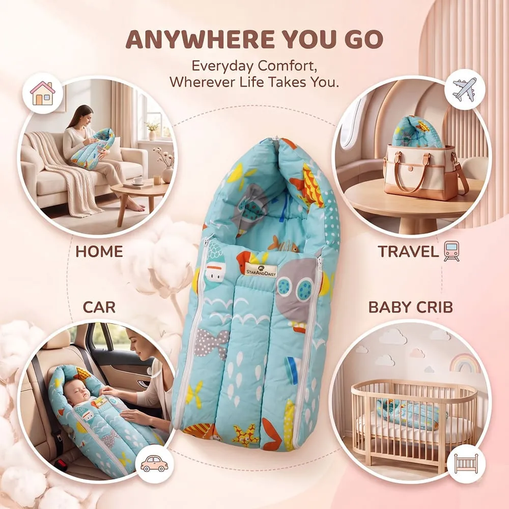 anytime anywhere baby sleeping bag aqua print