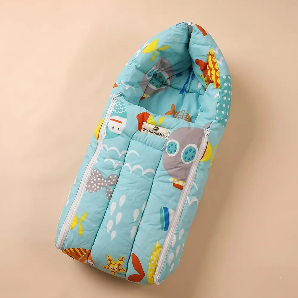 baby sleeping bag aqua print