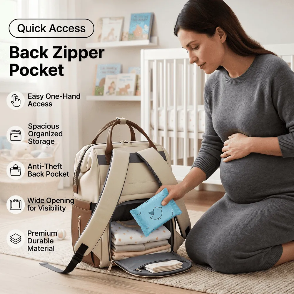 back zipper pocket Mommy Voyage baby diaper bag