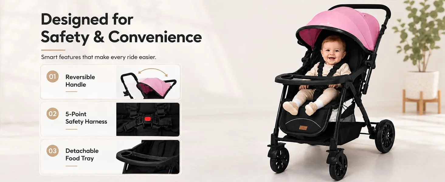 City Joy Baby Stroller with Reversible Handle