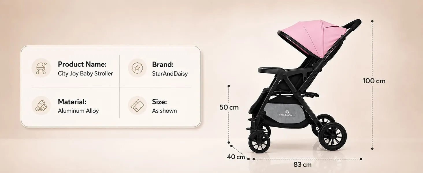 City Joy Baby Stroller with Reversible Handle