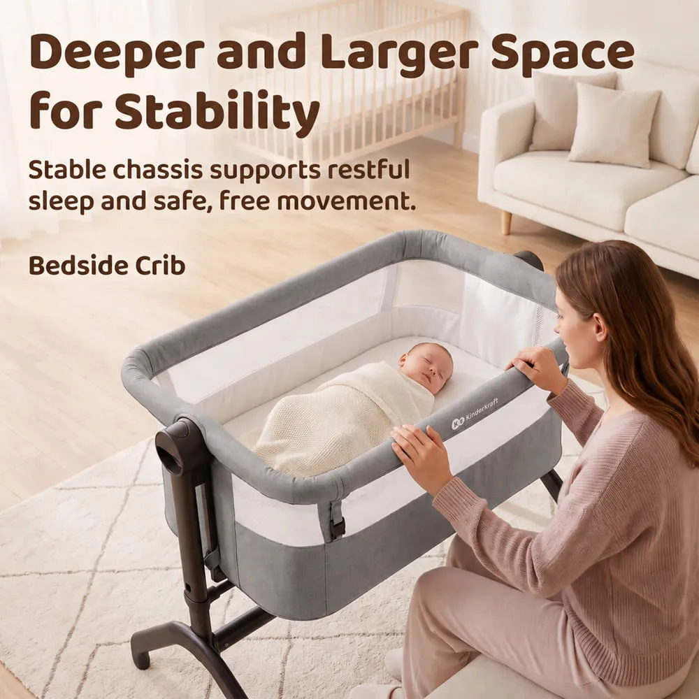 deeper and large space kinderkraft baby cradle grey